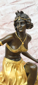 Art Deco Quality Bronze Sculpture Figurine Gory Dancer in Gold Cold Painted Large Statue