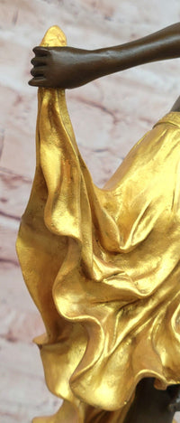Art Deco Quality Bronze Sculpture Figurine Gory Dancer in Gold Cold Painted Large Statue