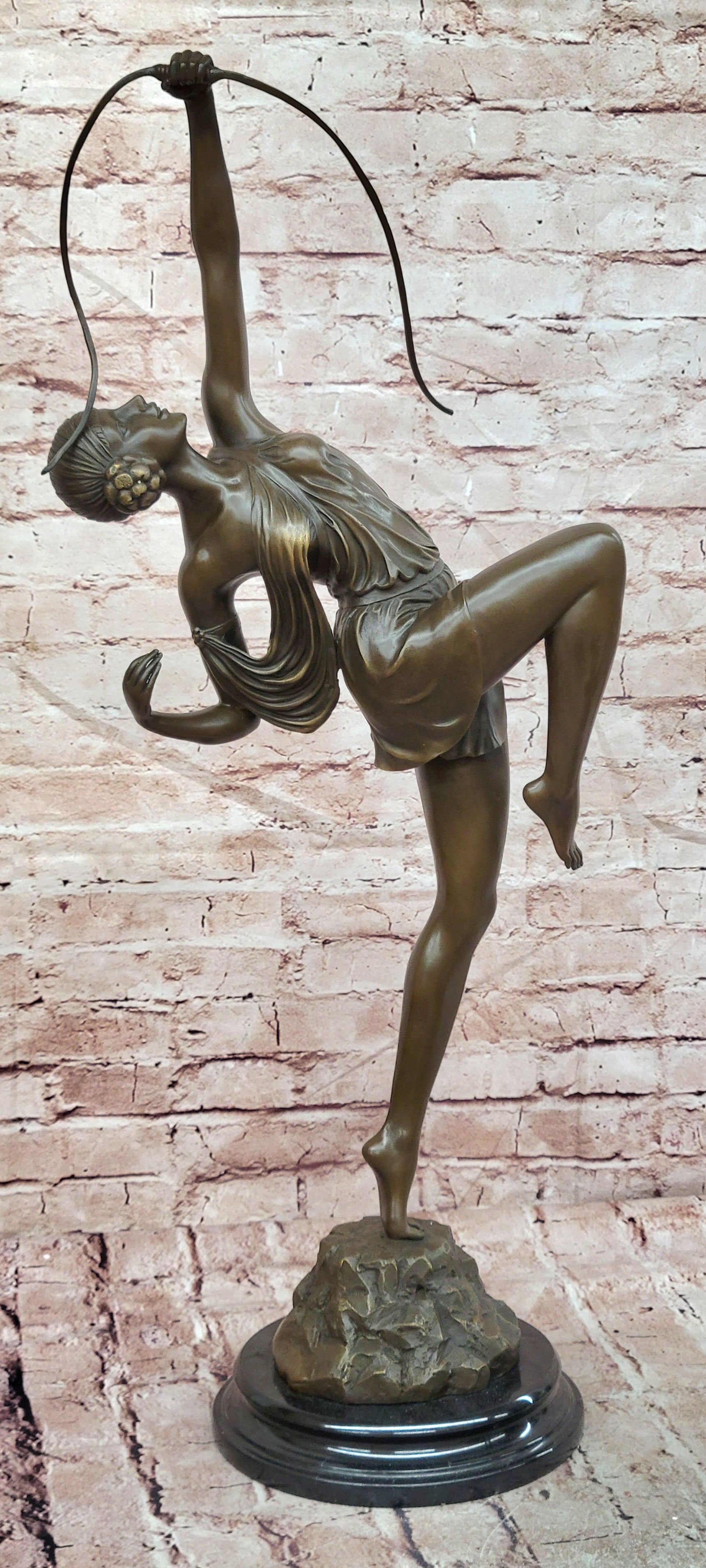 Signed Mirval Extra Large Art Deco Figurine Diana the Huntress with Bow Bronze Sculpture