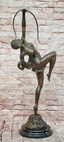 Signed Mirval Extra Large Art Deco Figurine Diana the Huntress with Bow Bronze Sculpture