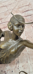 Signed Mirval Extra Large Art Deco Figurine Diana the Huntress with Bow Bronze Sculpture