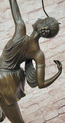 Signed Mirval Extra Large Art Deco Figurine Diana the Huntress with Bow Bronze Sculpture