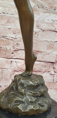Signed Mirval Extra Large Art Deco Figurine Diana the Huntress with Bow Bronze Sculpture