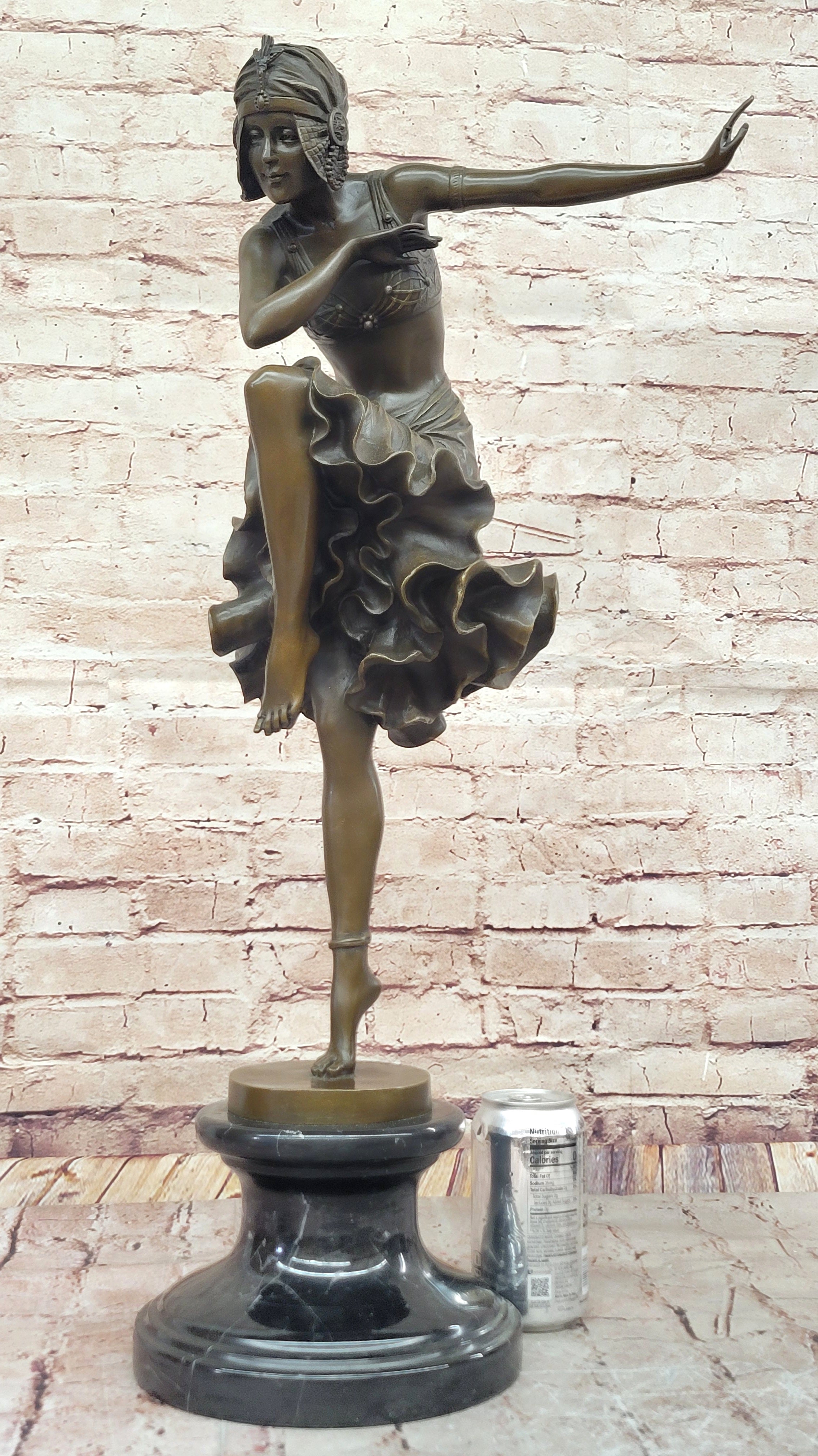 Chiparus Art Deco Bronze Female Dancer 27" x 10.5"