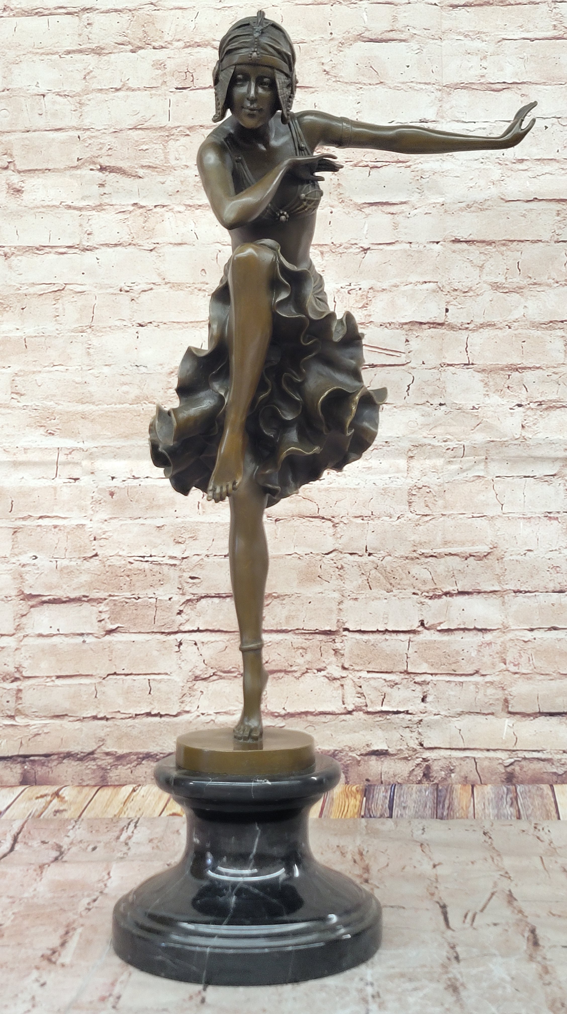 Chiparus Art Deco Bronze Female Dancer 27" x 10.5"