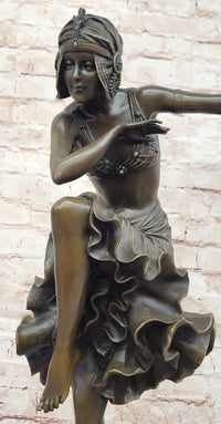 Chiparus Art Deco Bronze Female Dancer 27" x 10.5"