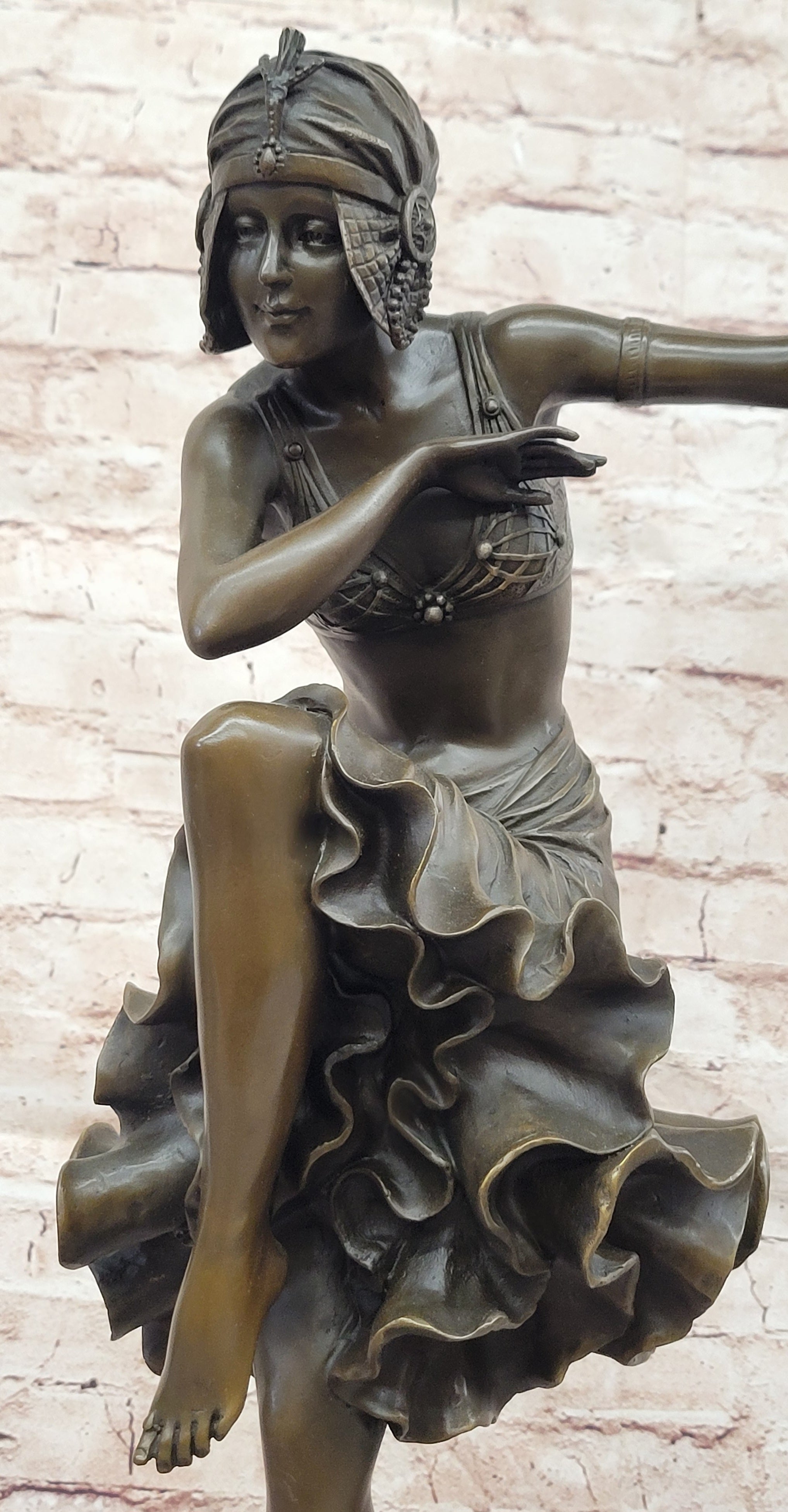 Chiparus Art Deco Bronze Female Dancer 27" x 10.5"
