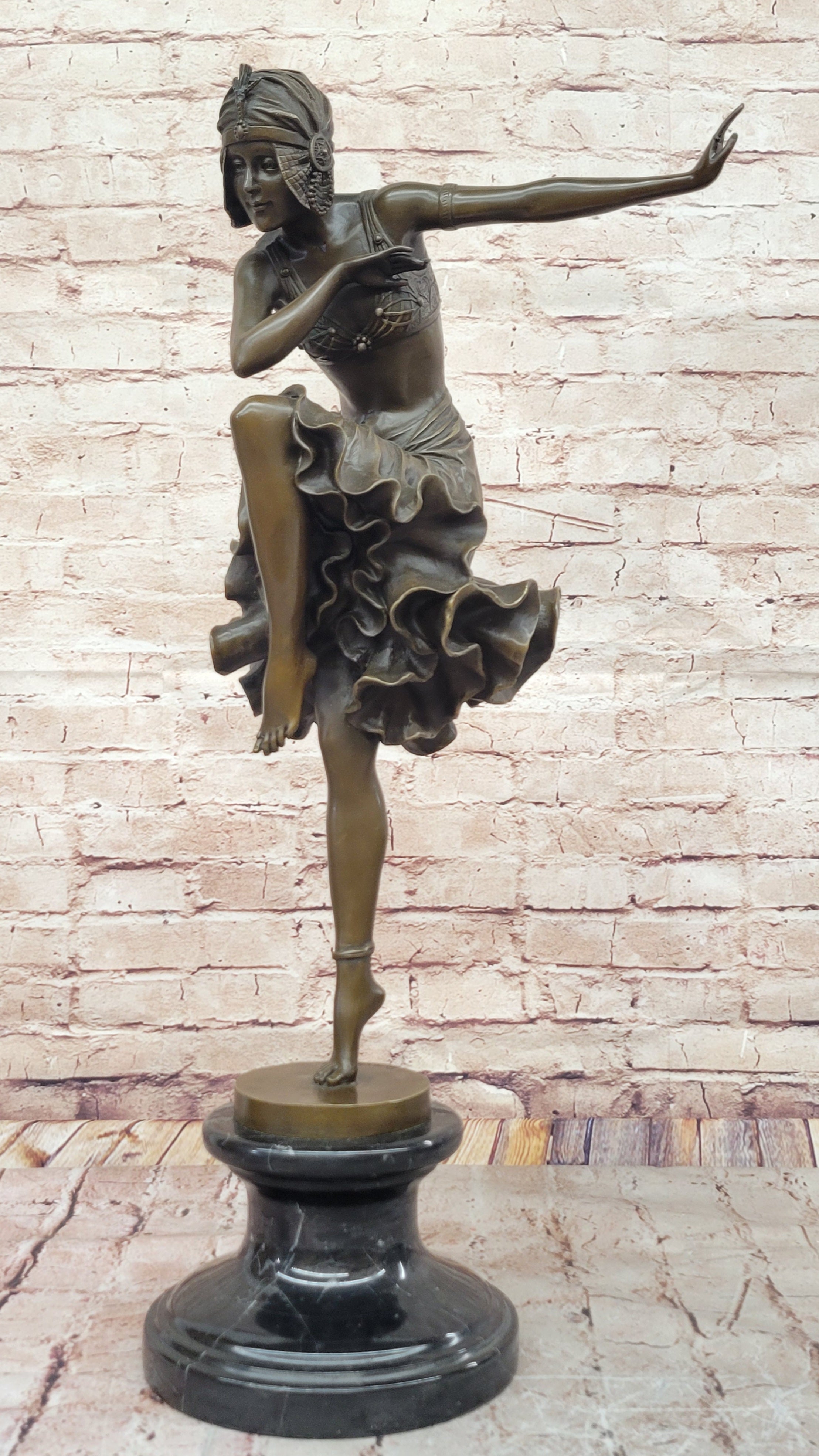 Chiparus Art Deco Bronze Female Dancer 27" x 10.5"
