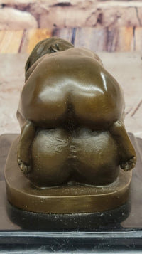 Erotic Surrealist Bronze Sculpture of Nude Woman Embracing Phallus