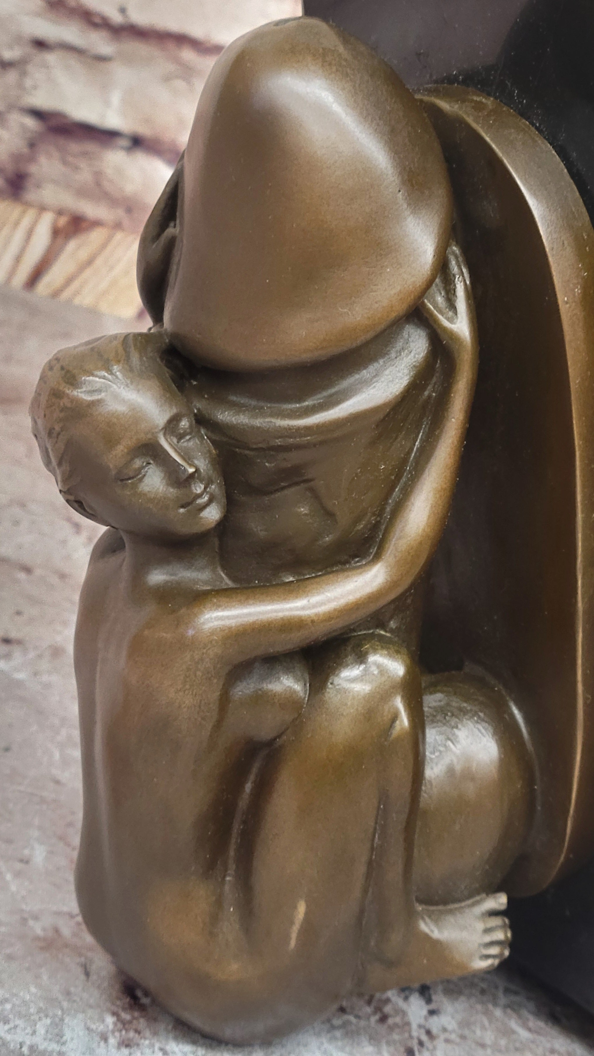 Erotic Surrealist Bronze Sculpture of Nude Woman Embracing Phallus