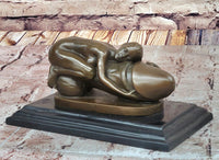 Erotic Surrealist Bronze Sculpture of Nude Woman Embracing Phallus