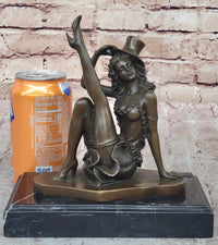 Sexy Burlesque Dancer Bronze Sculpture Art Deco Marble Figure