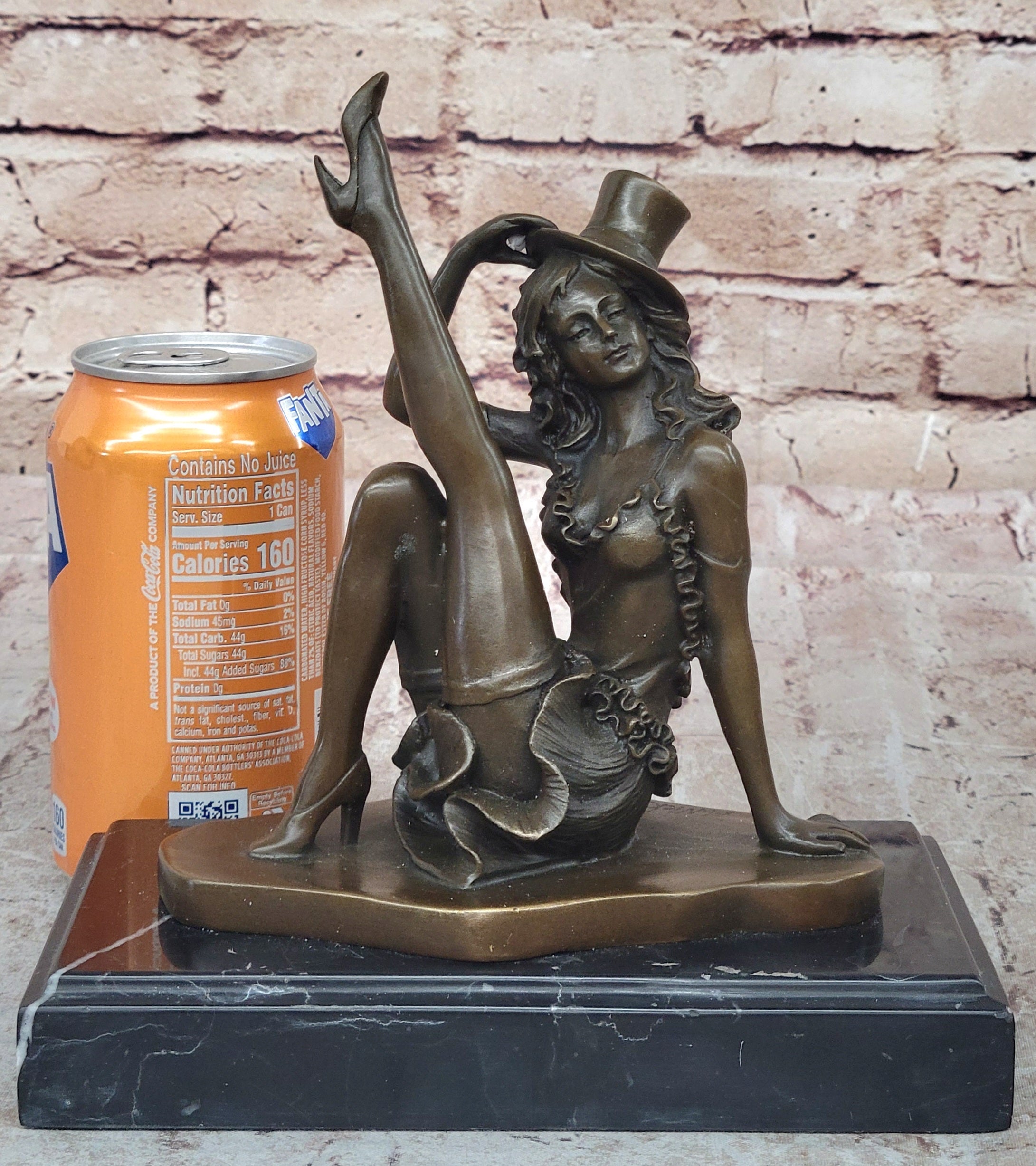 Sexy Burlesque Dancer Bronze Sculpture Art Deco Marble Figure