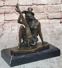 Sexy Burlesque Dancer Bronze Sculpture Art Deco Marble Figure