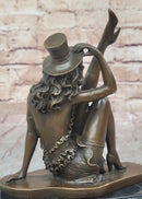 Sexy Burlesque Dancer Bronze Sculpture Art Deco Marble Figure