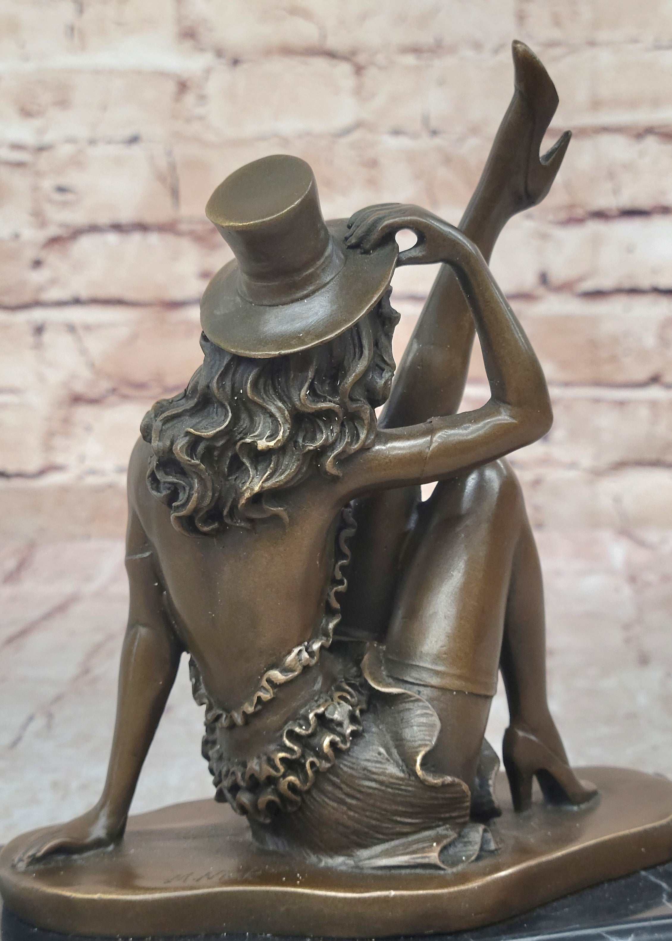 Sexy Burlesque Dancer Bronze Sculpture Art Deco Marble Figure
