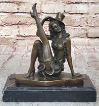 Sexy Burlesque Dancer Bronze Sculpture Art Deco Marble Figure