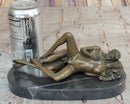 Nude Couple Sexual Embrace- Bronze Sculpture on Marble Base Erotic Art