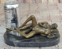 Nude Couple Sexual Embrace- Bronze Sculpture on Marble Base Erotic Art