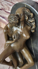 Nude Couple Sexual Embrace- Bronze Sculpture on Marble Base Erotic Art