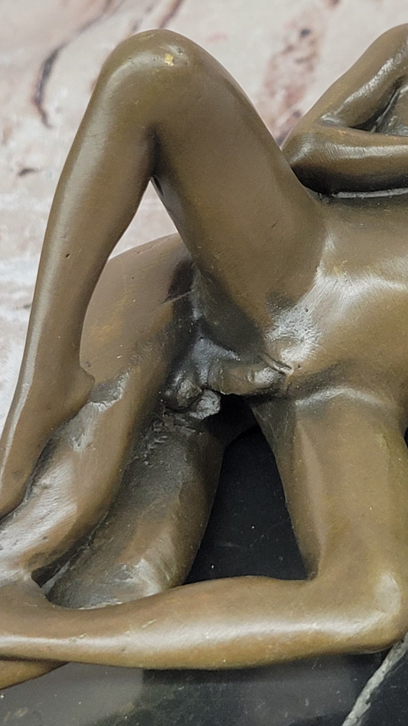 Nude Couple Sexual Embrace- Bronze Sculpture on Marble Base Erotic Art