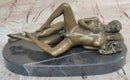 Nude Couple Sexual Embrace- Bronze Sculpture on Marble Base Erotic Art