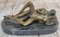 Nude Couple Sexual Embrace- Bronze Sculpture on Marble Base Erotic Art
