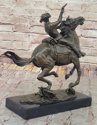 Galloping Cowboy with Revolver – Bronze Western Sculpture Remington