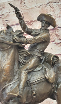 Galloping Cowboy with Revolver – Bronze Western Sculpture Remington