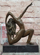 Signed Original Pascal Delor Female Gymnast Woman Bronze Sculpture Statue