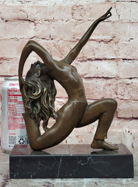 Signed Original Pascal Delor Female Gymnast Woman Bronze Sculpture Statue