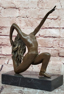 Signed Original Pascal Delor Female Gymnast Woman Bronze Sculpture Statue