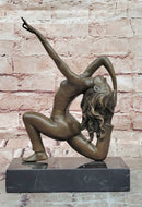 Signed Original Pascal Delor Female Gymnast Woman Bronze Sculpture Statue