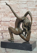 Signed Original Pascal Delor Female Gymnast Woman Bronze Sculpture Statue