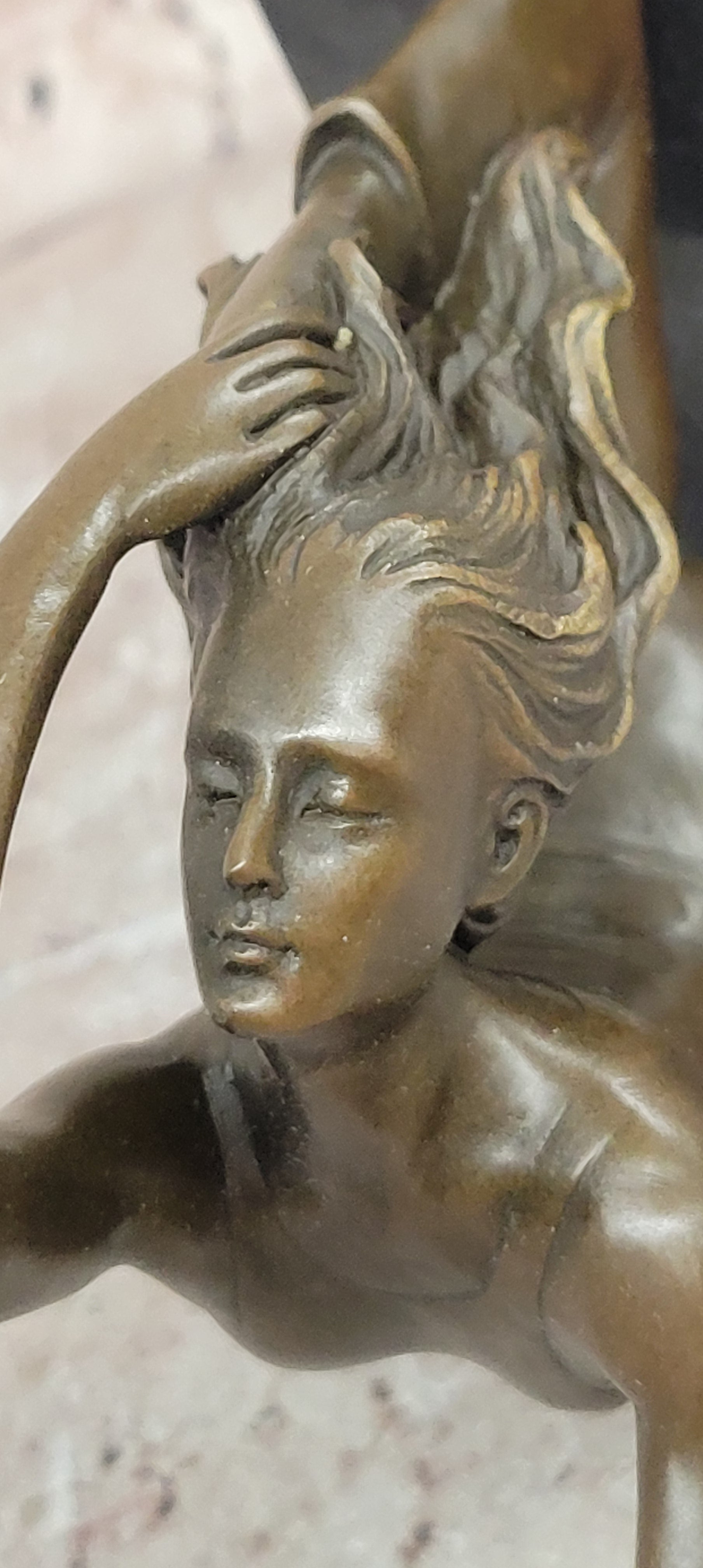 Signed Original Pascal Delor Female Gymnast Woman Bronze Sculpture Statue