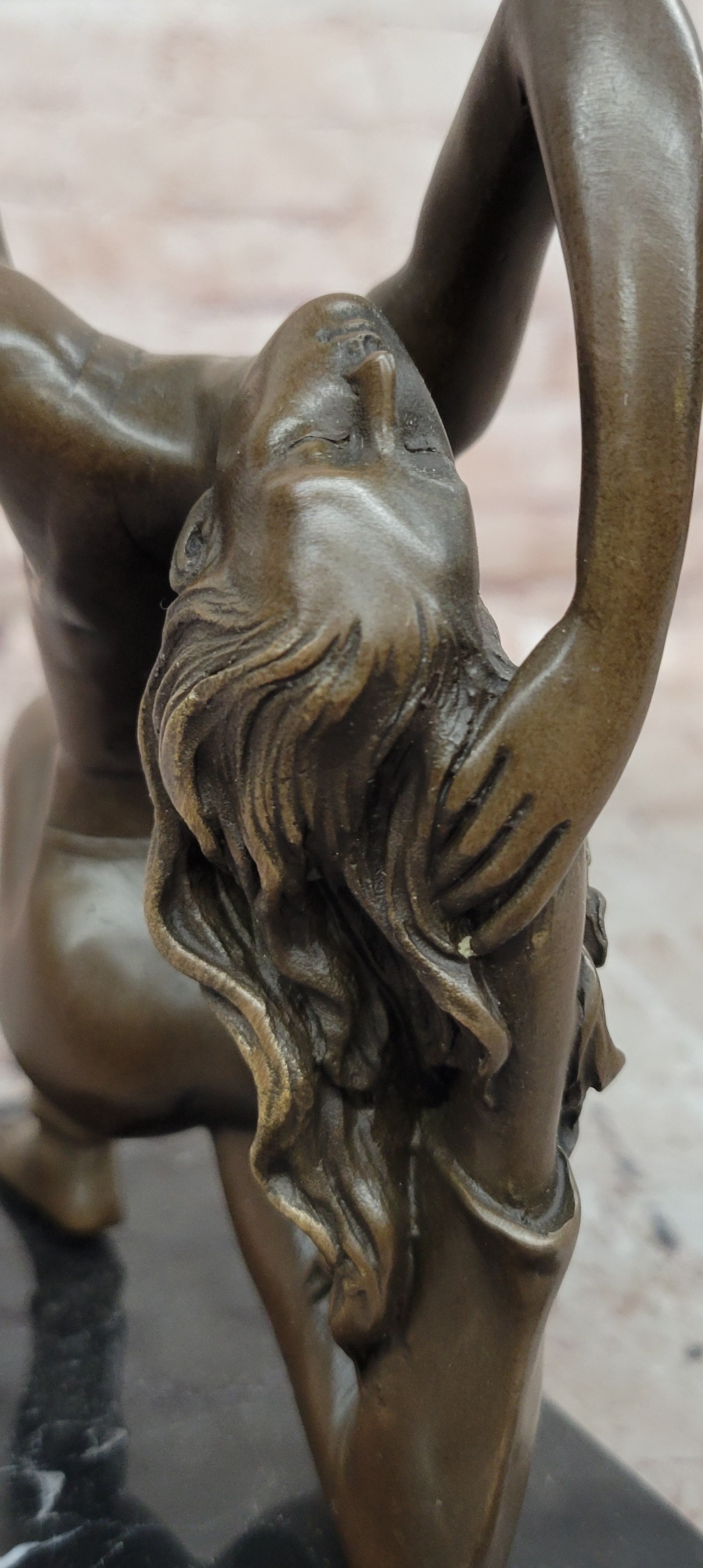 Signed Original Pascal Delor Female Gymnast Woman Bronze Sculpture Statue