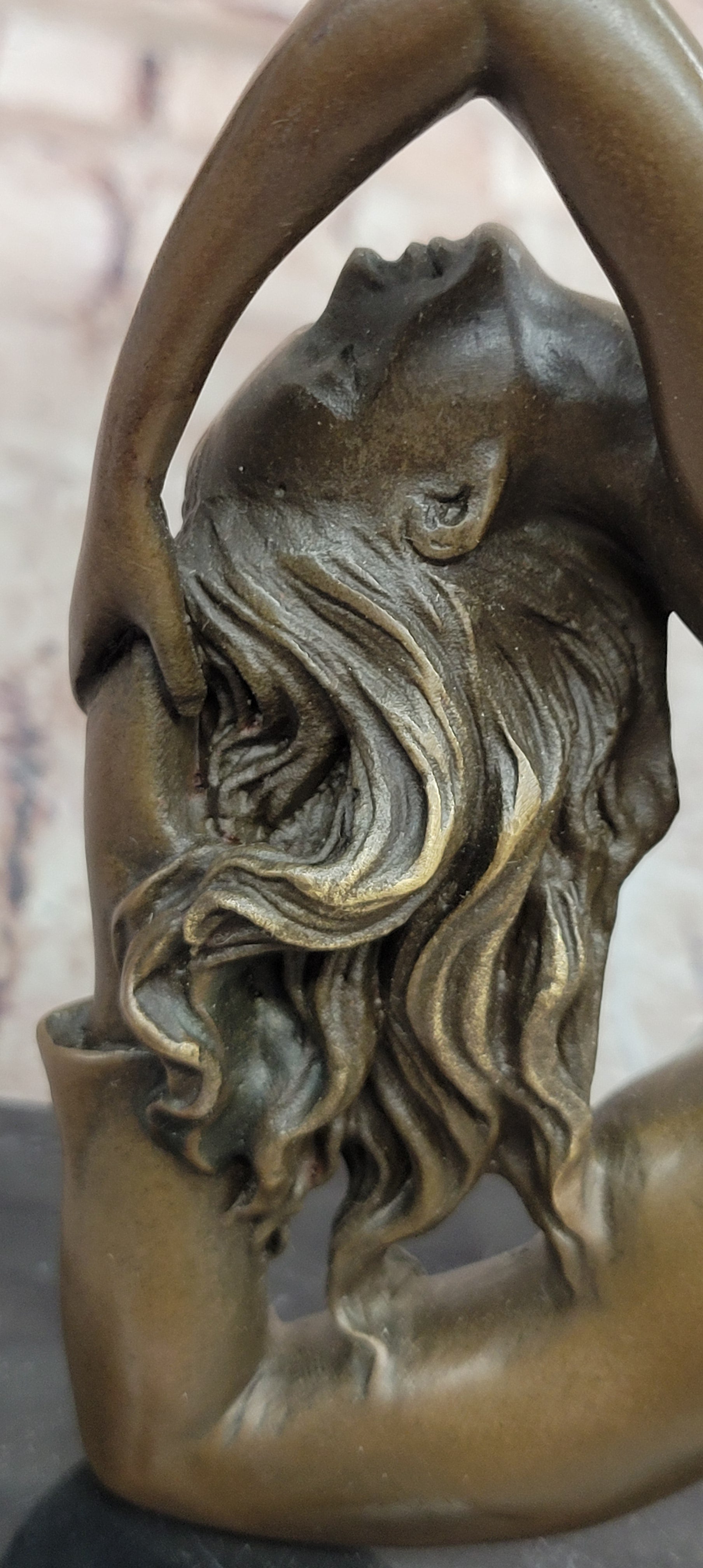 Signed Original Pascal Delor Female Gymnast Woman Bronze Sculpture Statue