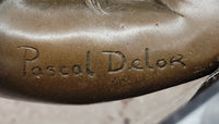 Signed Original Pascal Delor Female Gymnast Woman Bronze Sculpture Statue
