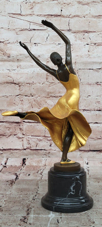 Signed Original Pascal Delor Vintage ''Ballerina Girl'' Bronze Sculpture Figurine