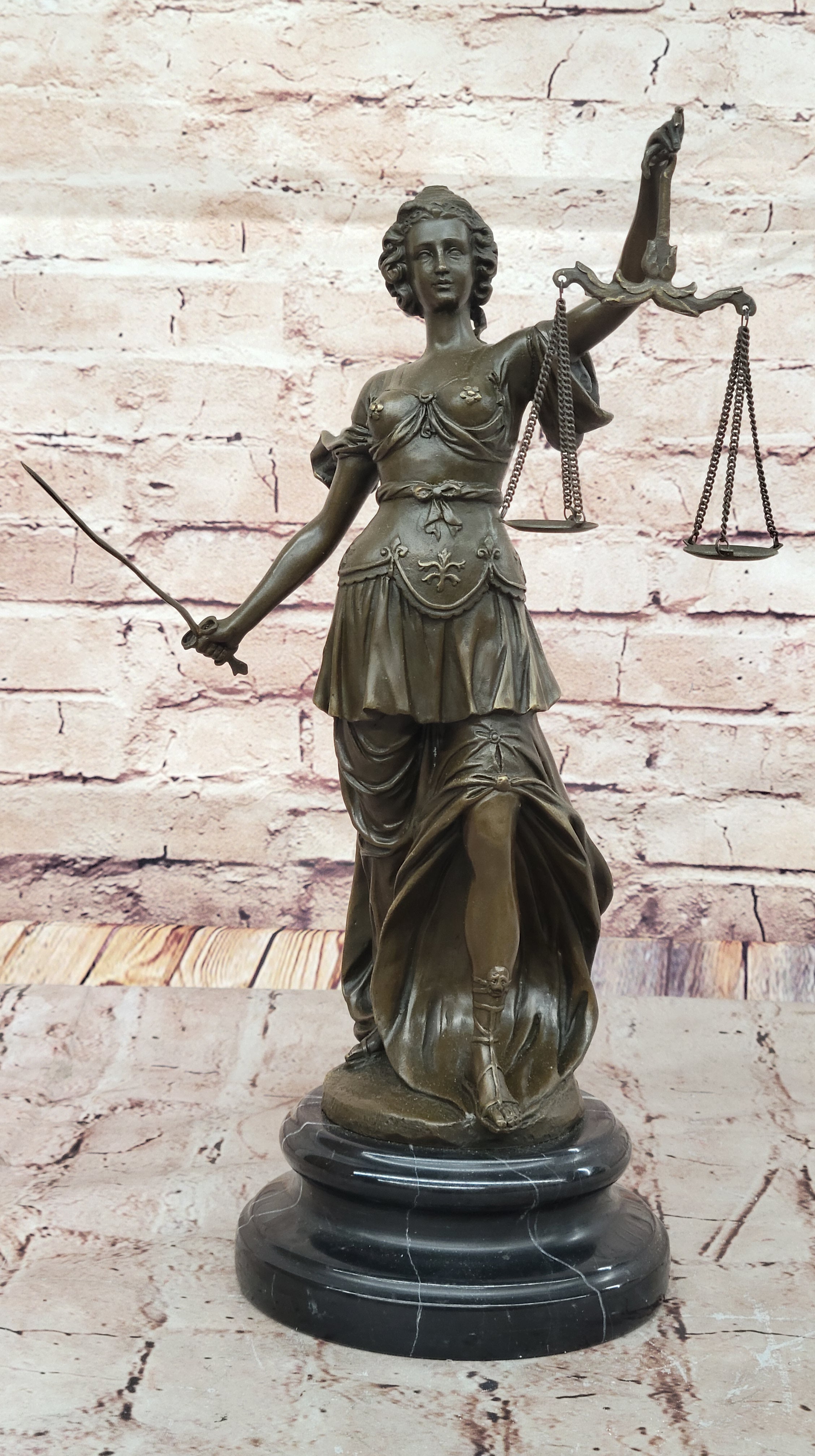 Lady Justice Bronze – Symbol of Law and Fairness on Marble Base