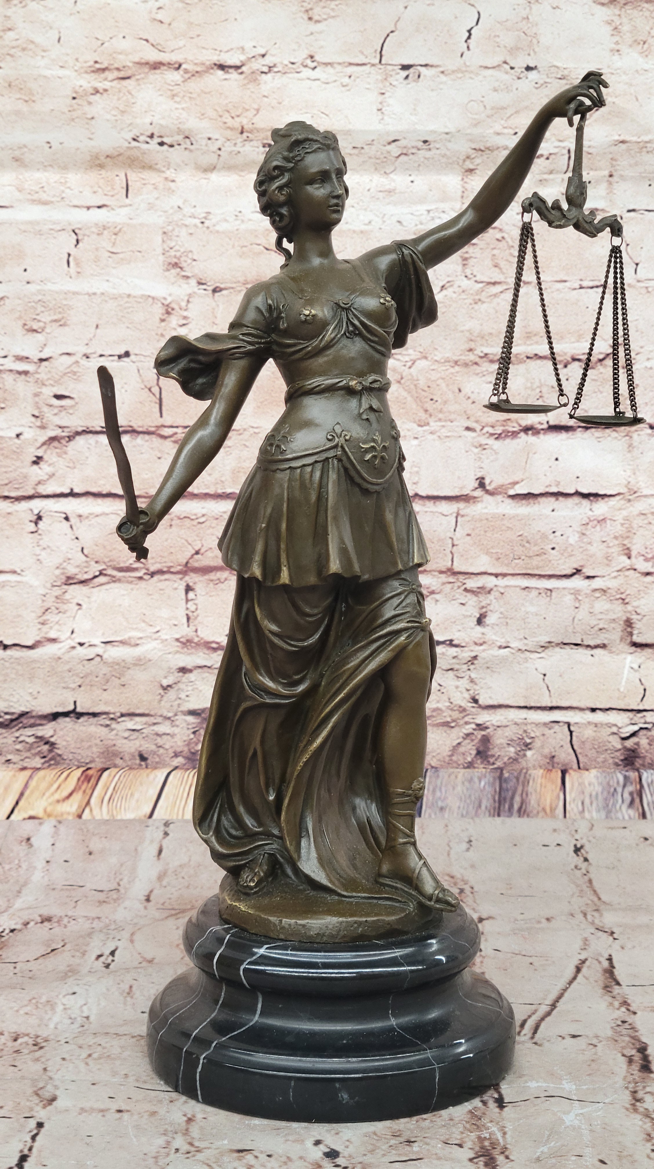 Lady Justice Bronze – Symbol of Law and Fairness on Marble Base