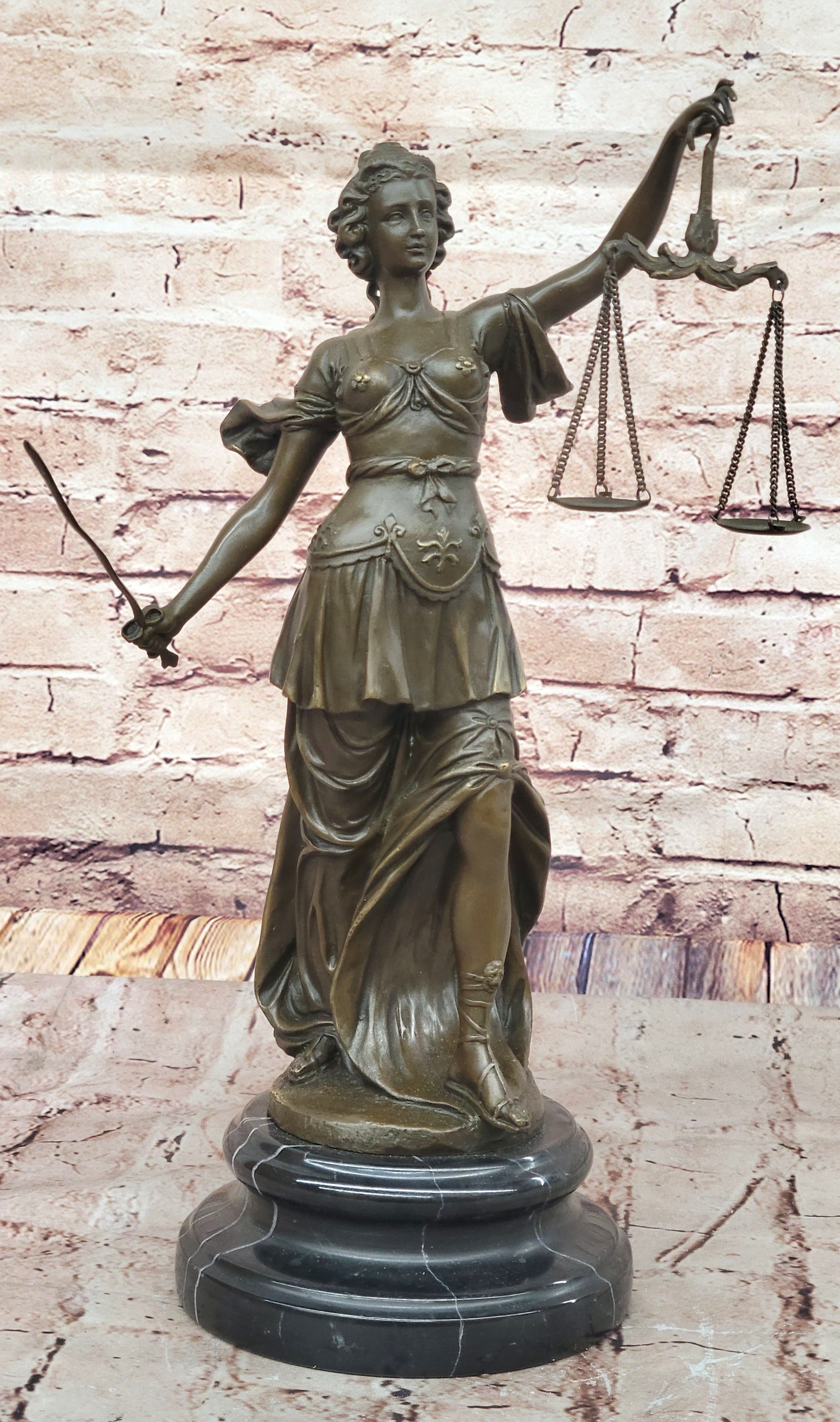 Lady Justice Bronze – Symbol of Law and Fairness on Marble Base