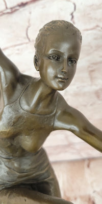 Bronze Sculpture Statue Decor Statues Girl Dance Standing on Chair by Patoue