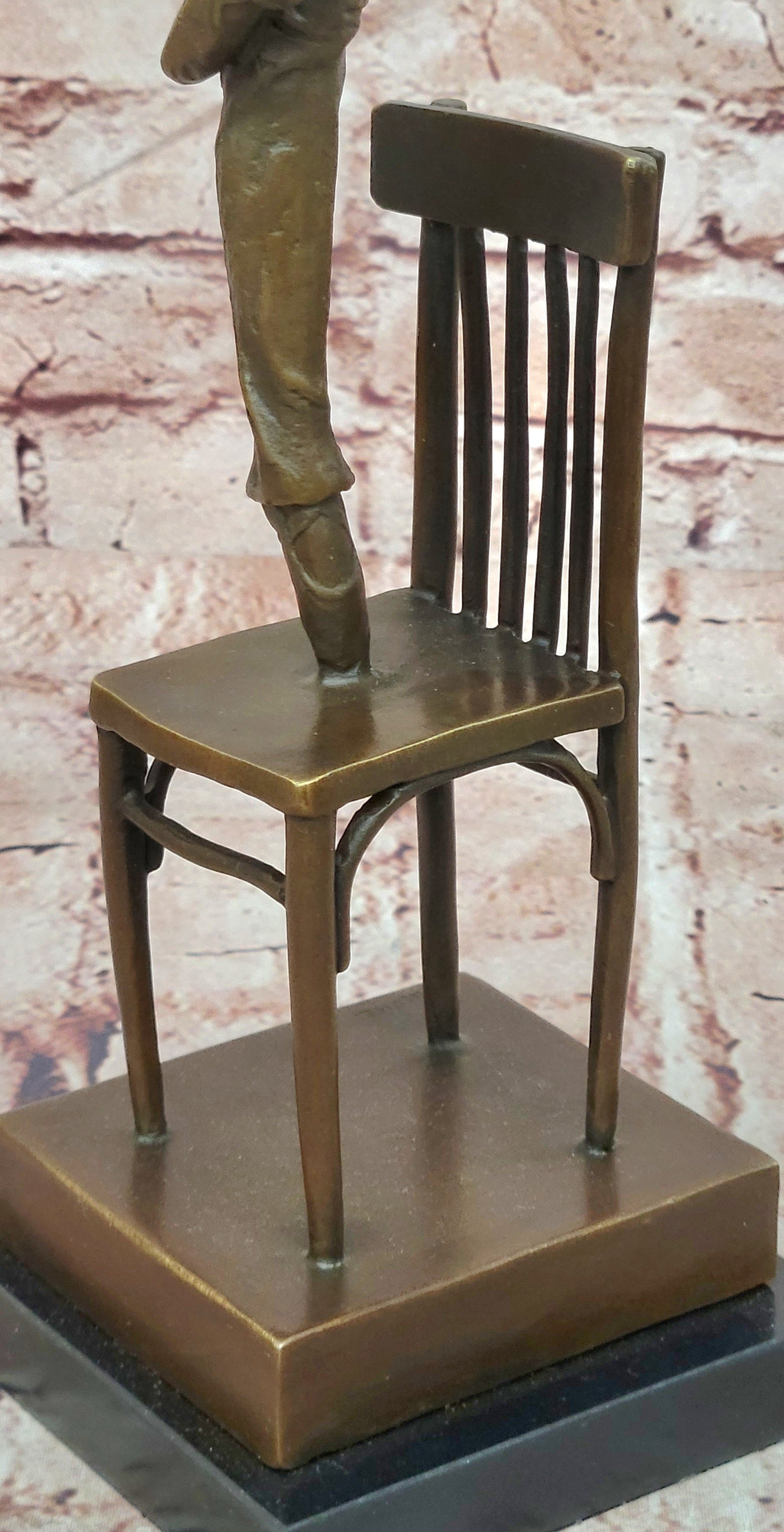 Bronze Sculpture Statue Decor Statues Girl Dance Standing on Chair by Patoue
