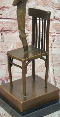 Bronze Sculpture Statue Decor Statues Girl Dance Standing on Chair by Patoue