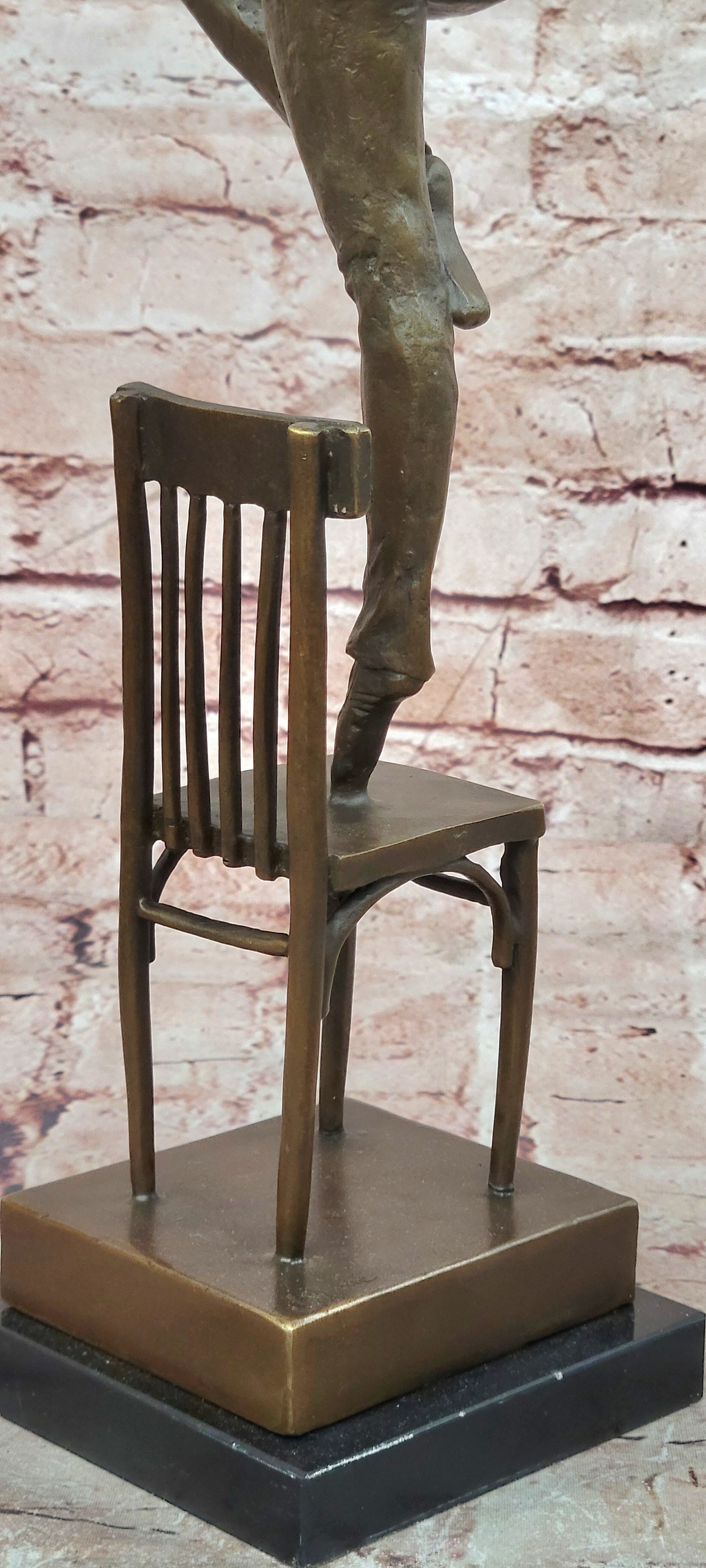 Bronze Sculpture Statue Decor Statues Girl Dance Standing on Chair by Patoue