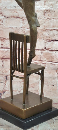 Bronze Sculpture Statue Decor Statues Girl Dance Standing on Chair by Patoue