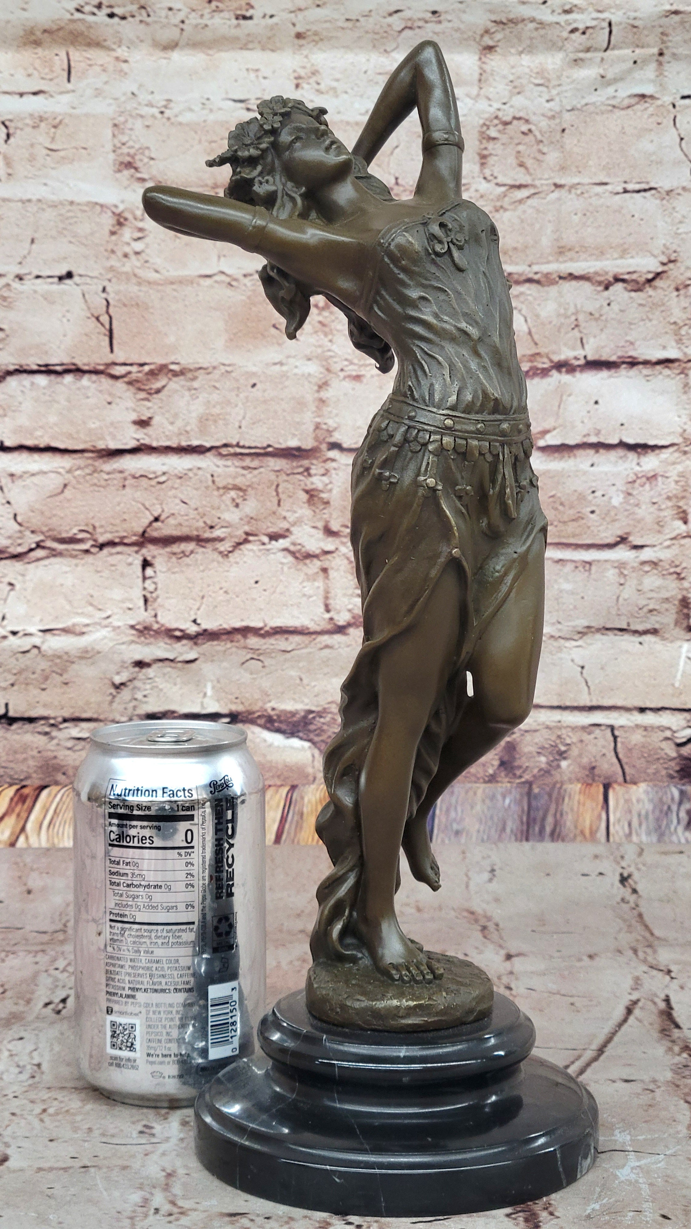 Dancing Maiden Bronze Sculpture – Art Nouveau on Marble Base