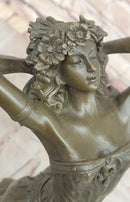 Dancing Maiden Bronze Sculpture – Art Nouveau on Marble Base