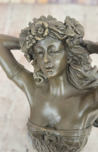 Dancing Maiden Bronze Sculpture – Art Nouveau on Marble Base